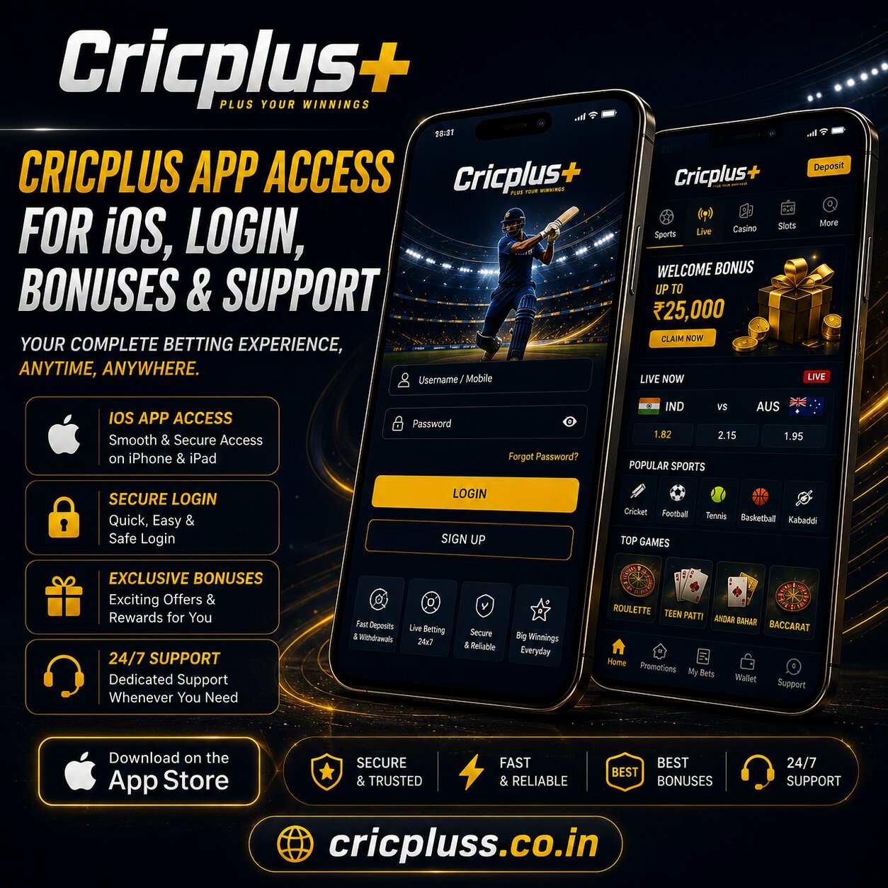 Cricplus App Access for iOS, Login, Bonuses and Support