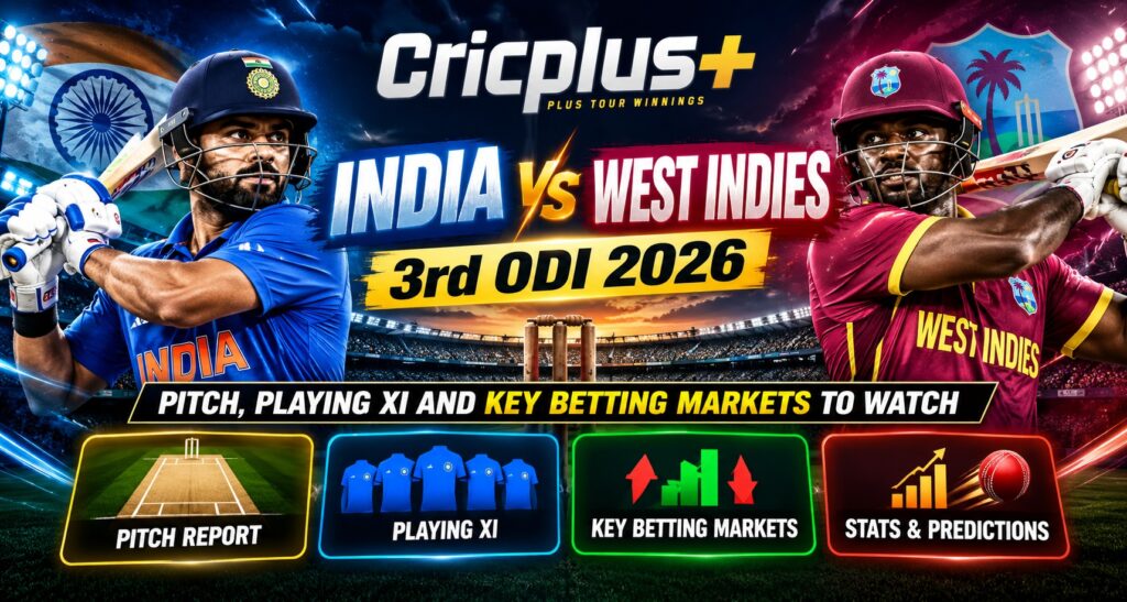 Cricplus | India vs West Indies 3rd ODI 2026: Pitch, Playing XI and Key Betting Markets to Watch